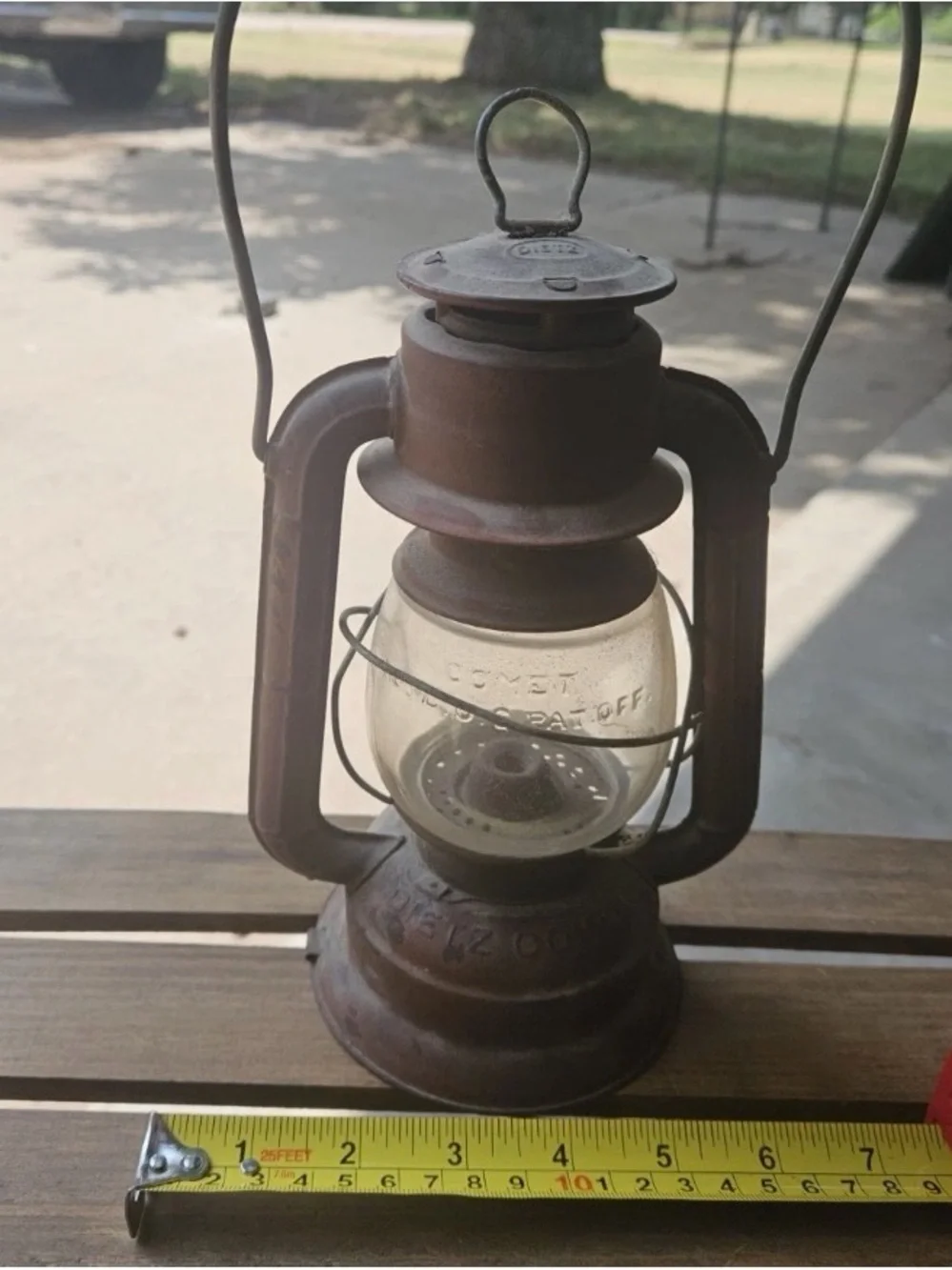 Vintage Dietz Comet Railroad Oil Lantern Original Embossed Globe